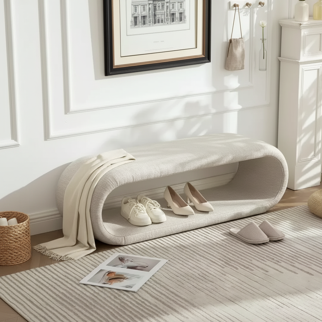 Banc rembourré en chenille creuse moderne