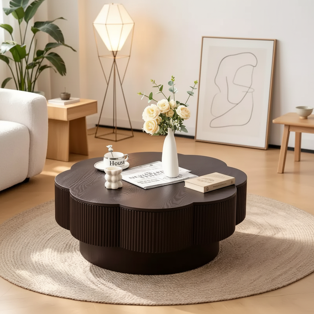 Table basse moderne en forme de pétale