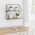 Metal and Wood Wall Mounted Shelf for Home - Hanging Storage Organizer for Living Room Bedroom Office or Entryway Display - 20