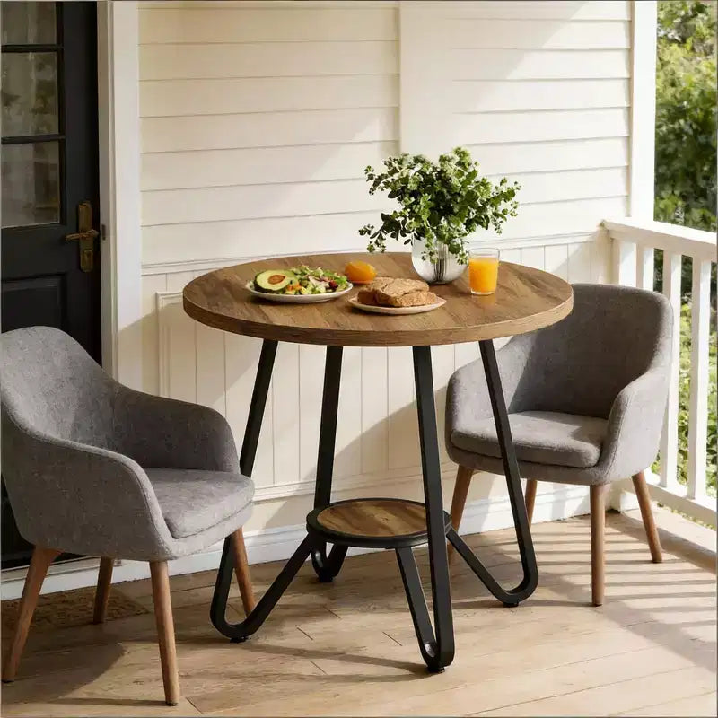 Table basse ronde avec étagère de rangement