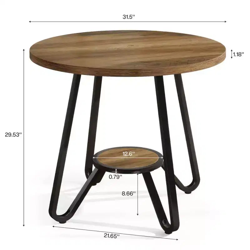 Table basse ronde avec étagère de rangement