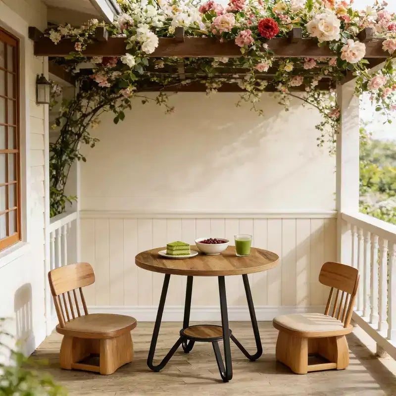 Table basse ronde avec étagère de rangement
