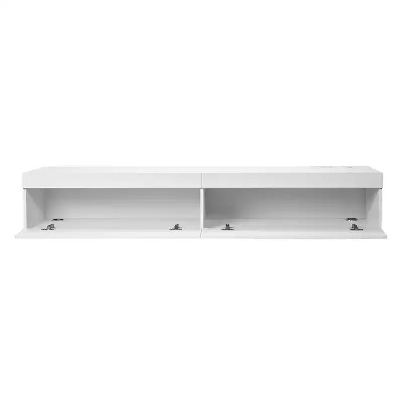 VEVOR Floating TV Stand 71 in Wall Mount Entertainment Center with Power Outlet & LED Lights Modern Floating TV Shelf with 2 Drawers White