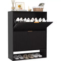 Modern Slim Shoe Storage Cabinet for Entryway 2 Turn Drawers Hidden Organizer Freestanding Hallway Shoe Rack 31.5'' Wide