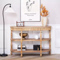 GDFStudio Tuttle Handcrafted Oval Wood Console Table with Carved Legs and 3-Tier Storage
