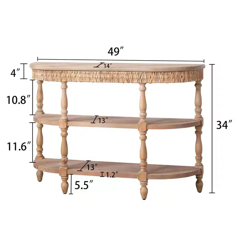 Console ovale en bois fabriquée à la main