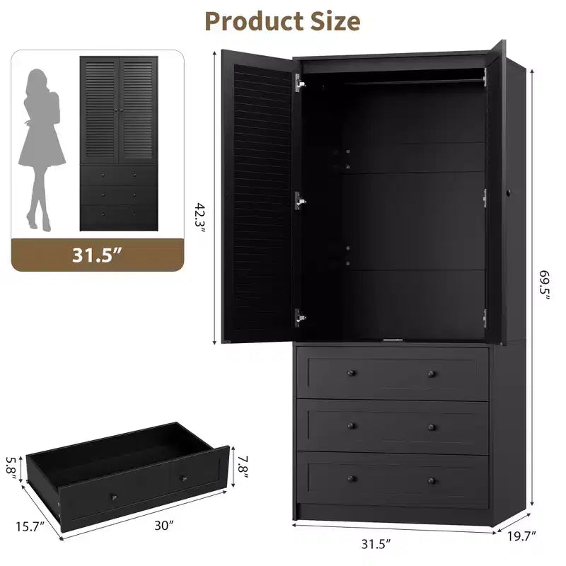 Armoire penderie en bois