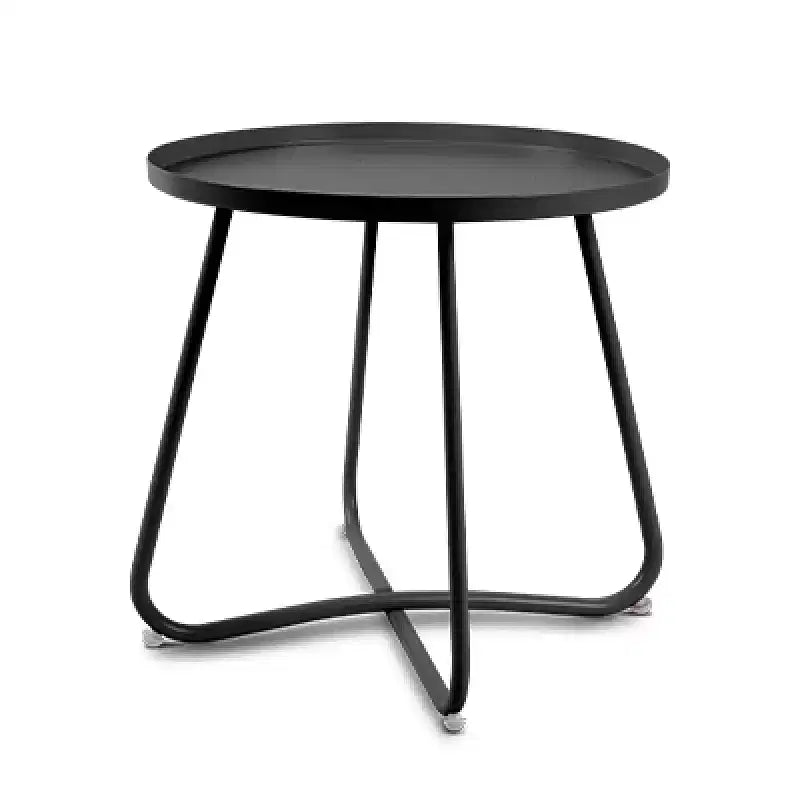 AEELLEEA Round Outdoor Side Table Modern Metal Patio Snack Table Small Coffee Table for Living Room Balcony Yard Porch Black