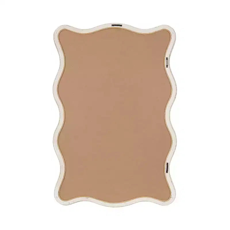 Miroir rectangulaire en rotin festonné blanc