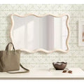 Miroir rectangulaire en rotin festonné blanc