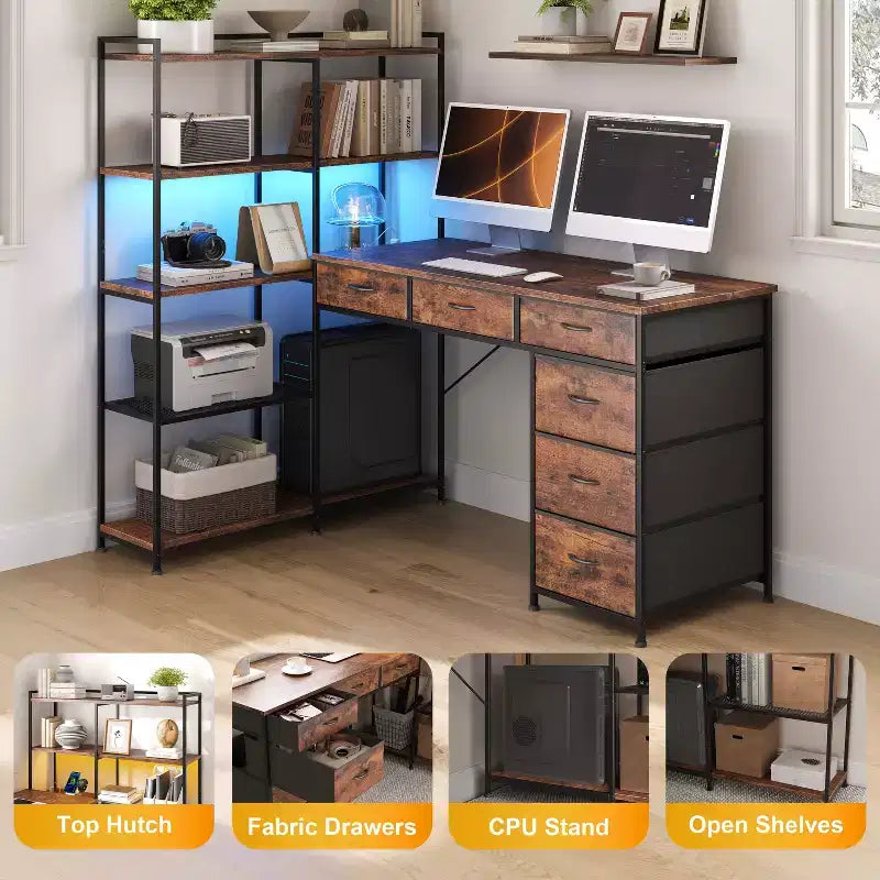 Bureau d'ordinateur moderne en L