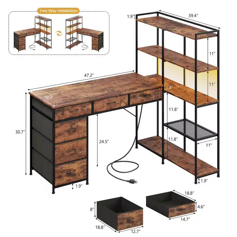 Bureau d'ordinateur moderne en L