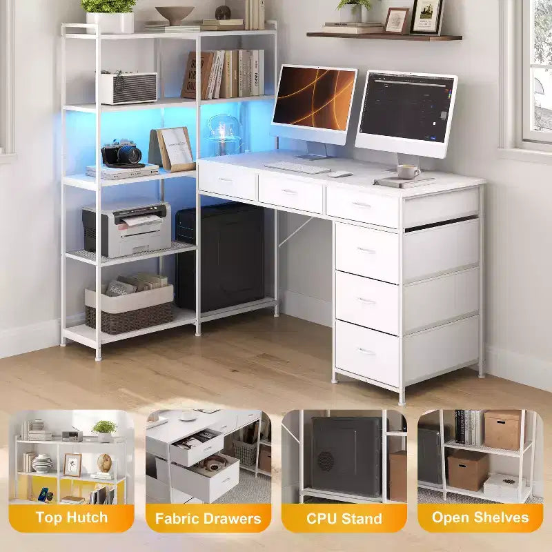 Bureau d'ordinateur moderne en L