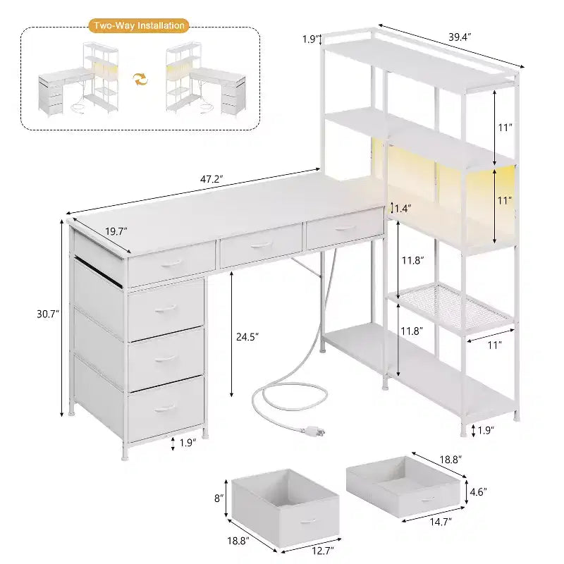 Bureau d'ordinateur moderne en L