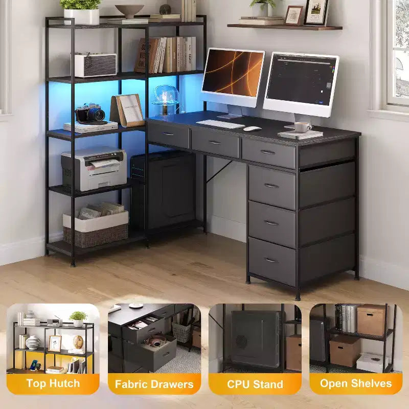 Bureau d'ordinateur moderne en L