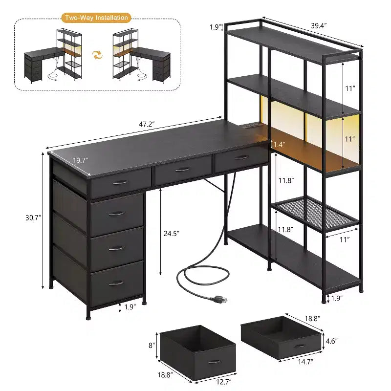 Bureau d'ordinateur moderne en L