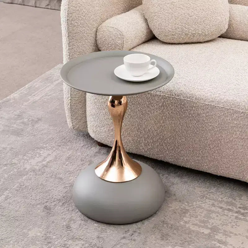 Mermaid Tail Round Metal Pedestal Table Modern Minimalist Accent Side Table Drink Martini Table for Small Spaces