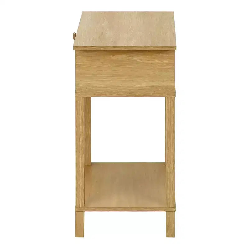 Table de chevet en bois de ferme et rotin