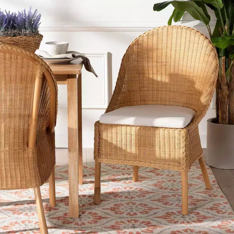 Chaise de salle à manger en rotin miel clair