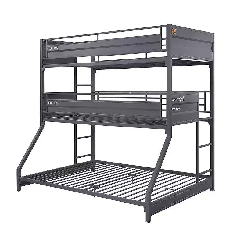 78" Twin/Twin/Full Triple BunkBed Cargo Loft Metal Frame & Ladders - Acme Furniture