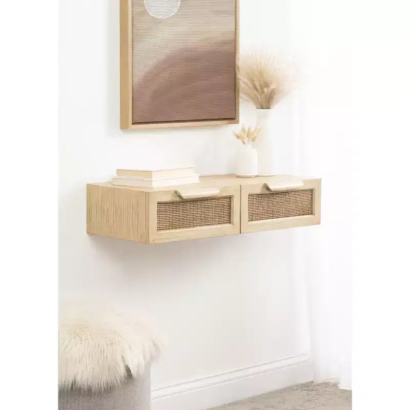 Console flottante en rotin