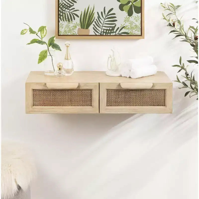 Console flottante en rotin