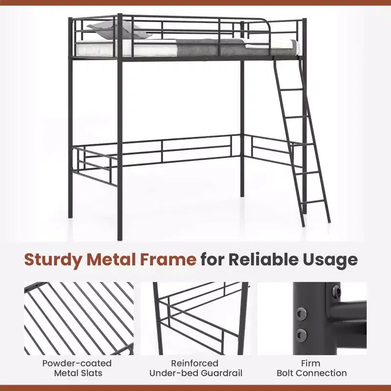 Structure de lit mezzanine métallique double