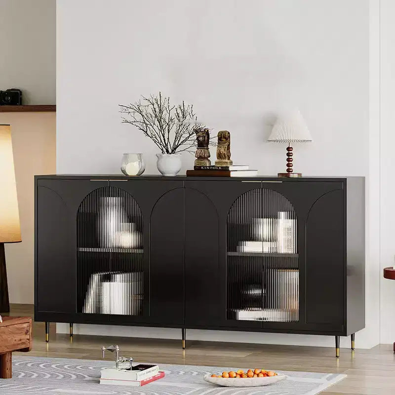 Modern Accent Storage Cabinet with 4 Doors Wooden Sideboard Buffet Cabinet Entertainment Center Media Console Table for Kitchen Living Room Entryway