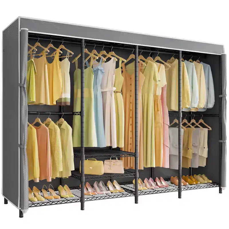 VIPEK V40C Plus Heavy Duty Clothes Rack with Cover Extra Large Covered Wardrobe Closet Black Rack with Polyester Fabric Cover Max Load 1300lbs
