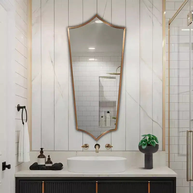 Miroir-bouclier à cadre en acier inoxydable