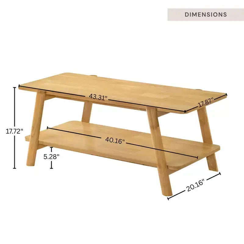 Table basse étagère en bois de style Mid-Century Modern