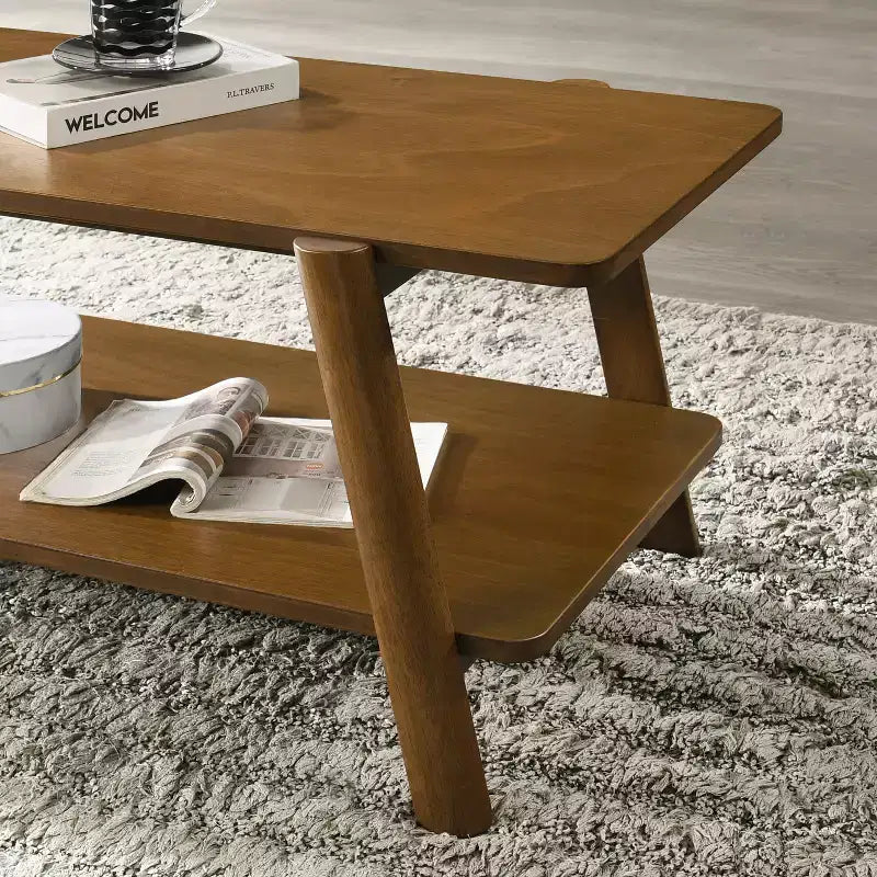 Table basse étagère en bois de style Mid-Century Modern
