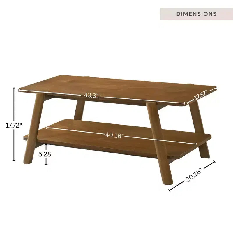 Table basse étagère en bois de style Mid-Century Modern