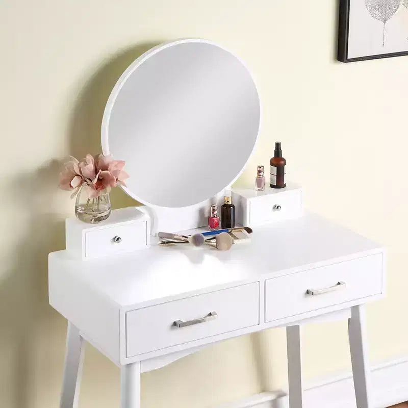 Meuble-lavabo et tabouret en bois contemporains blancs