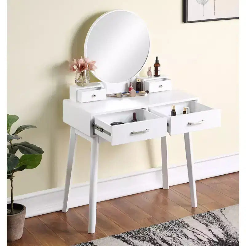Meuble-lavabo et tabouret en bois contemporains blancs