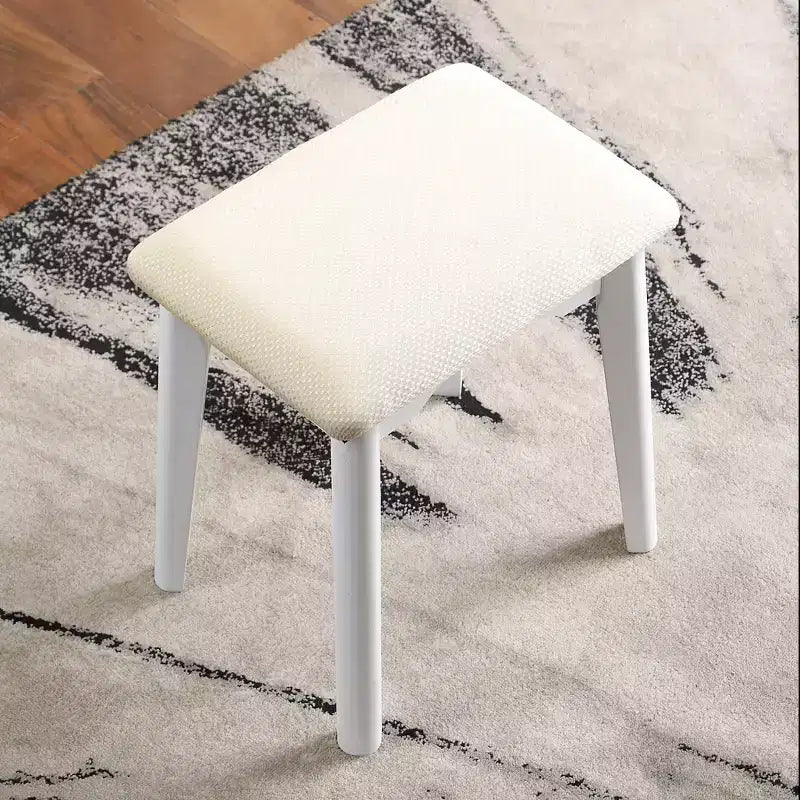 Meuble-lavabo et tabouret en bois contemporains blancs