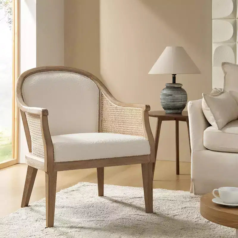 Fauteuils d'appoint en rotin et bois massif, style rustique