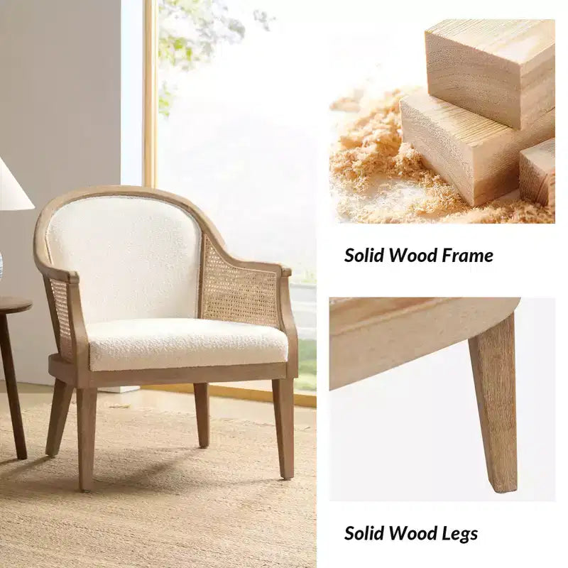 Fauteuils d'appoint en rotin et bois massif, style rustique
