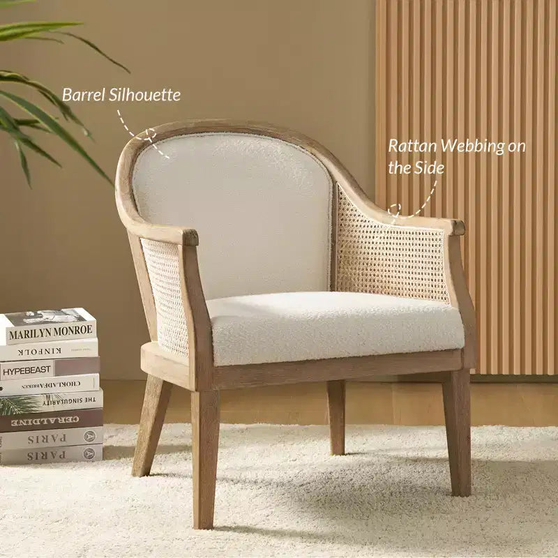 Fauteuils d'appoint en rotin et bois massif, style rustique