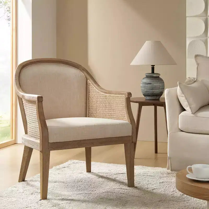 Fauteuils d'appoint en rotin et bois massif, style rustique