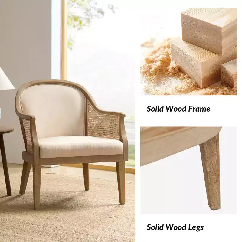 Fauteuils d'appoint en rotin et bois massif, style rustique