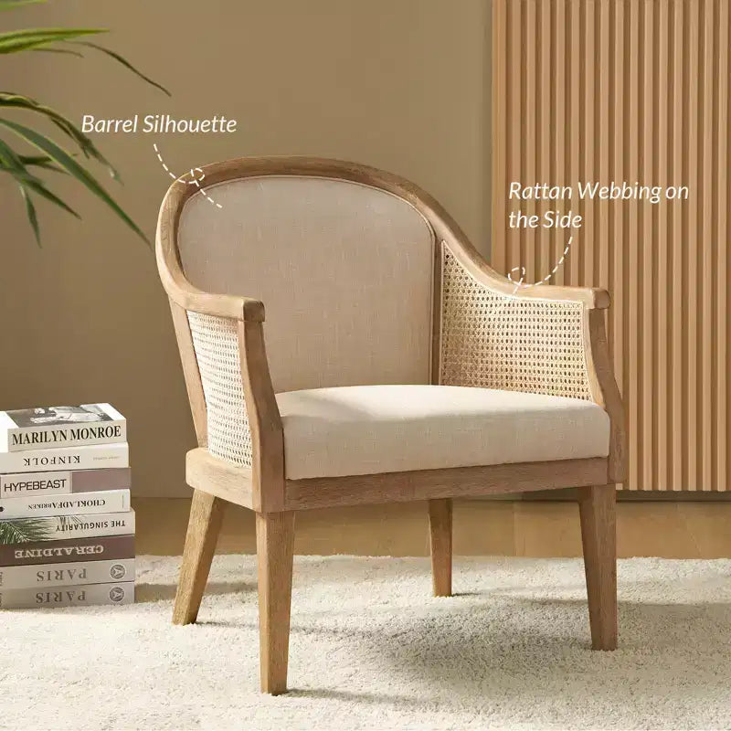 Fauteuils d'appoint en rotin et bois massif, style rustique