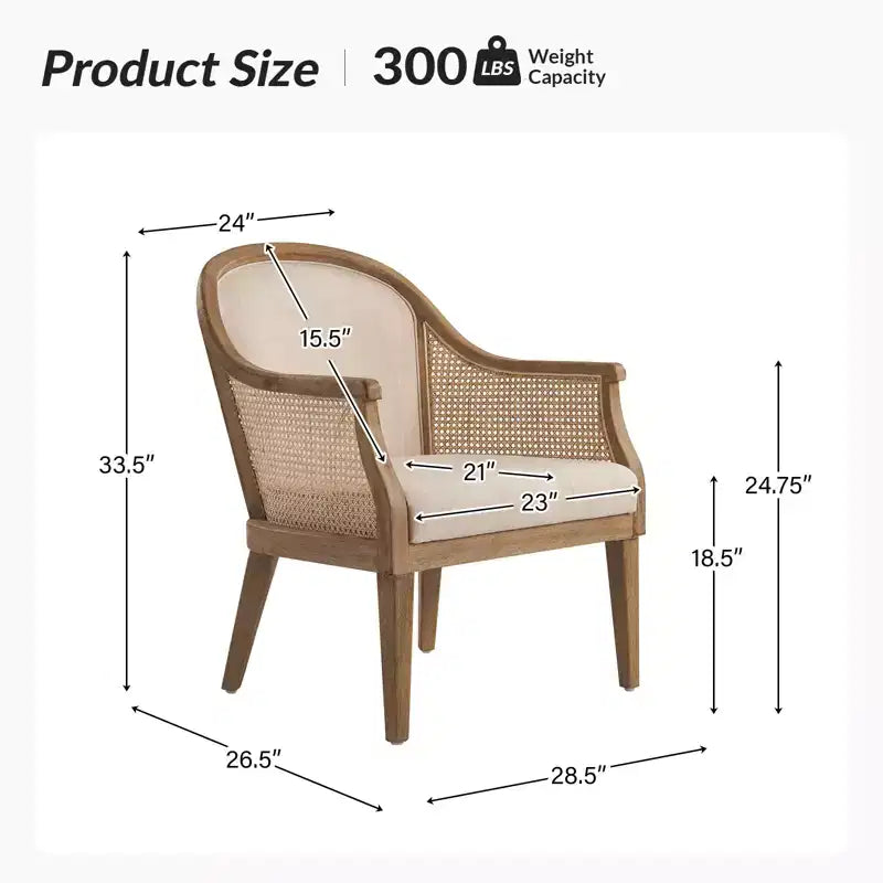 Fauteuils d'appoint en rotin et bois massif, style rustique
